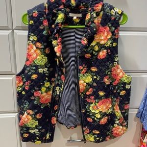 Quilted navy floral vest